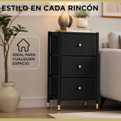 Velador Cajonera Carry All 3 Cajones Eco Cuero Linea Eco Leather