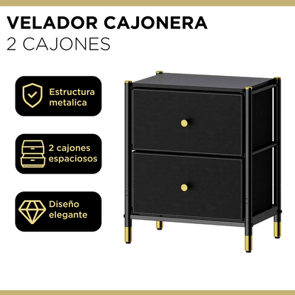 Velador Cajonera Carry All 2 Cajones Eco Cuero Linea Eco Leather