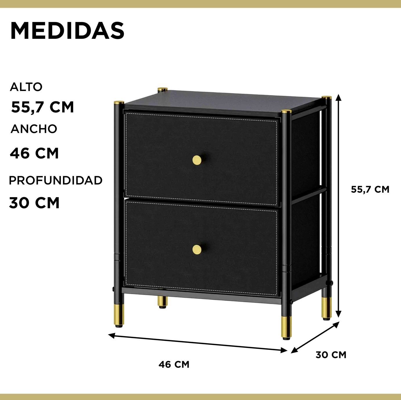 Velador Cajonera Carry All 2 Cajones Eco Cuero Linea Eco Leather