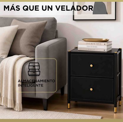 Velador Cajonera Carry All 2 Cajones Eco Cuero Linea Eco Leather