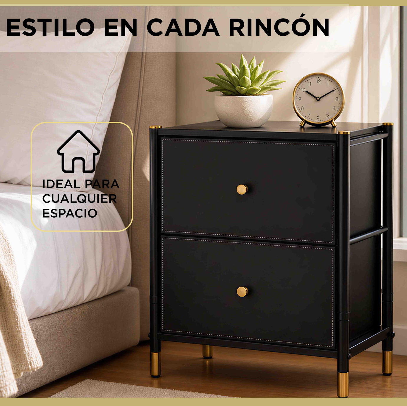 Velador Cajonera Carry All 2 Cajones Eco Cuero Linea Eco Leather