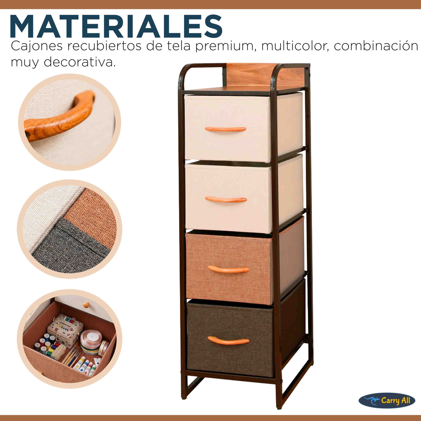 Velador Cajonera  Carry All 4 Cajones Arrimo Línea Four Seasons