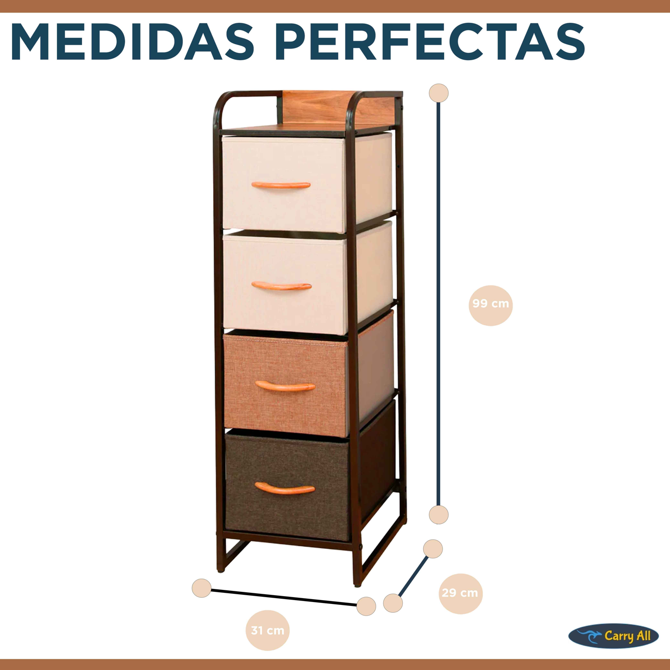 Velador Cajonera  Carry All 4 Cajones Arrimo Línea Four Seasons