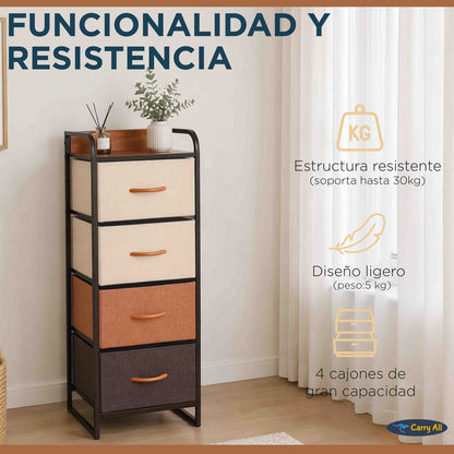 Velador Cajonera  Carry All 4 Cajones Arrimo Línea Four Seasons