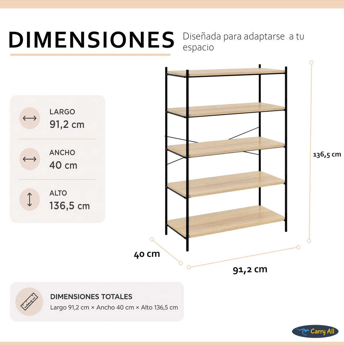 Repisa Estante 5 Niveles Carry All Línea Minimalist