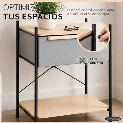 Velador Arrimo 2 Niveles Carry All  Con Cajon Línea Minimalist