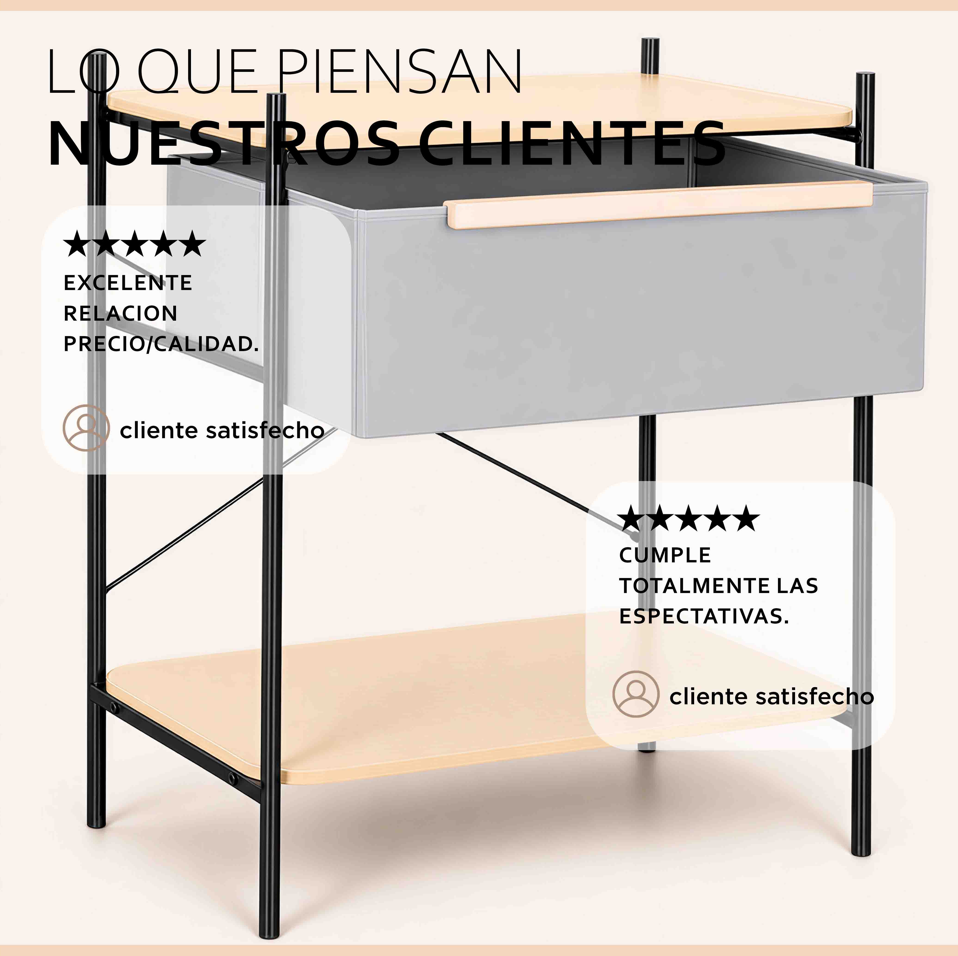 Velador Arrimo 2 Niveles Carry All  Con Cajon Línea Minimalist