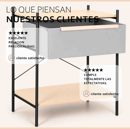 Velador Arrimo 2 Niveles Carry All  Con Cajon Línea Minimalist