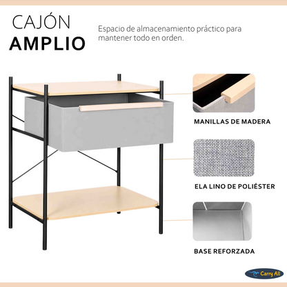 Velador Arrimo 2 Niveles Carry All  Con Cajon Línea Minimalist