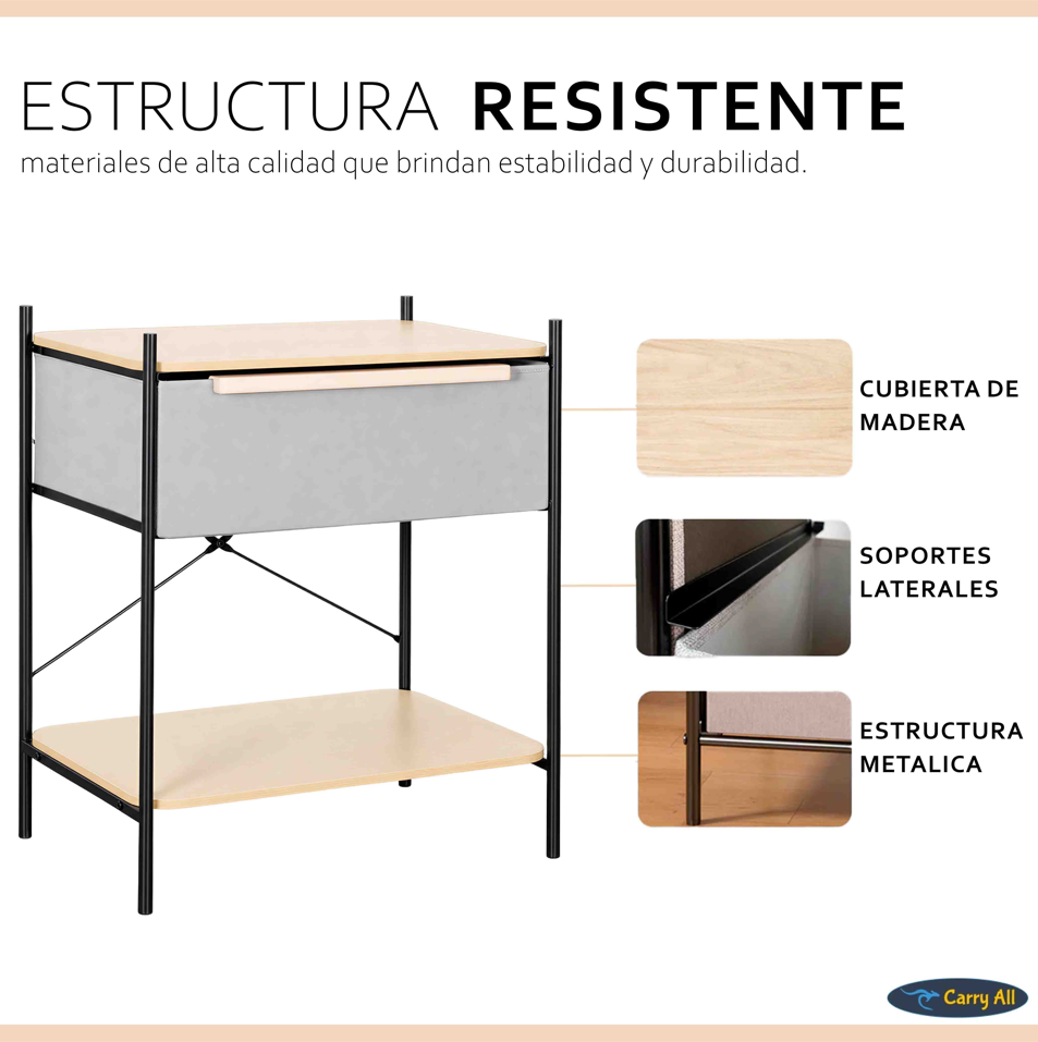 Velador Arrimo 2 Niveles Carry All  Con Cajon Línea Minimalist