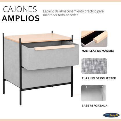 Velador Cajonera Arrimo Carry All  2 Cajones Línea Minimalist