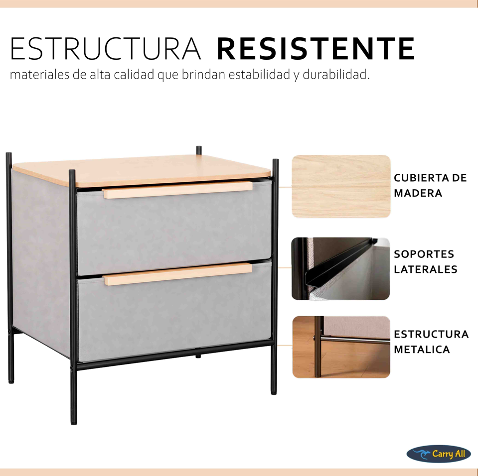 Velador Cajonera Arrimo Carry All  2 Cajones Línea Minimalist