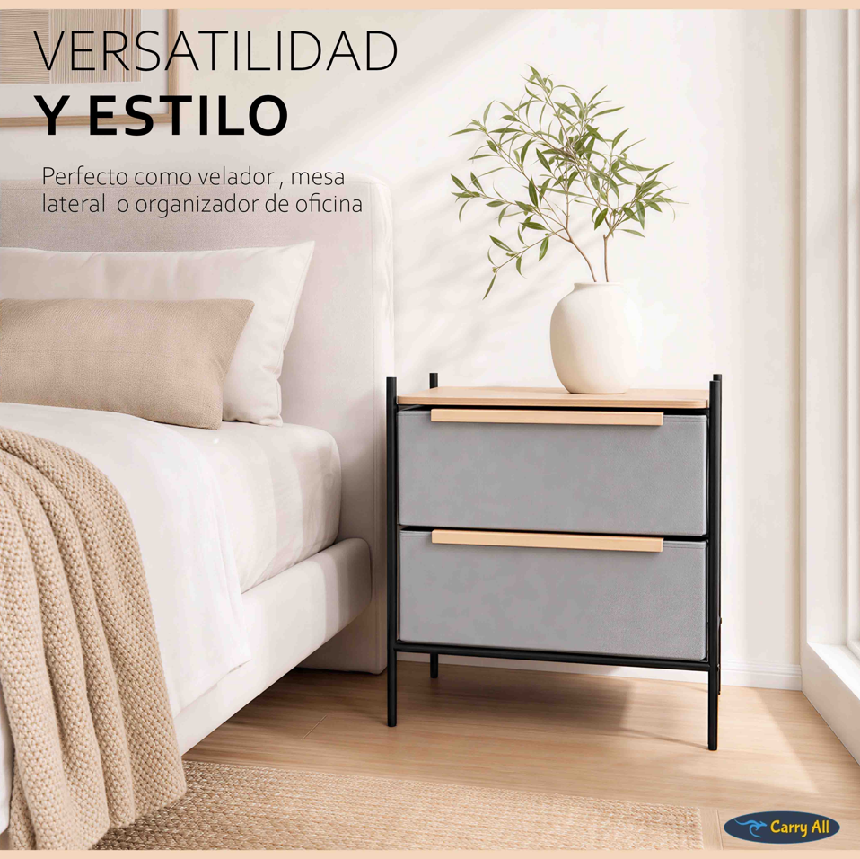 Velador Cajonera Arrimo Carry All  2 Cajones Línea Minimalist