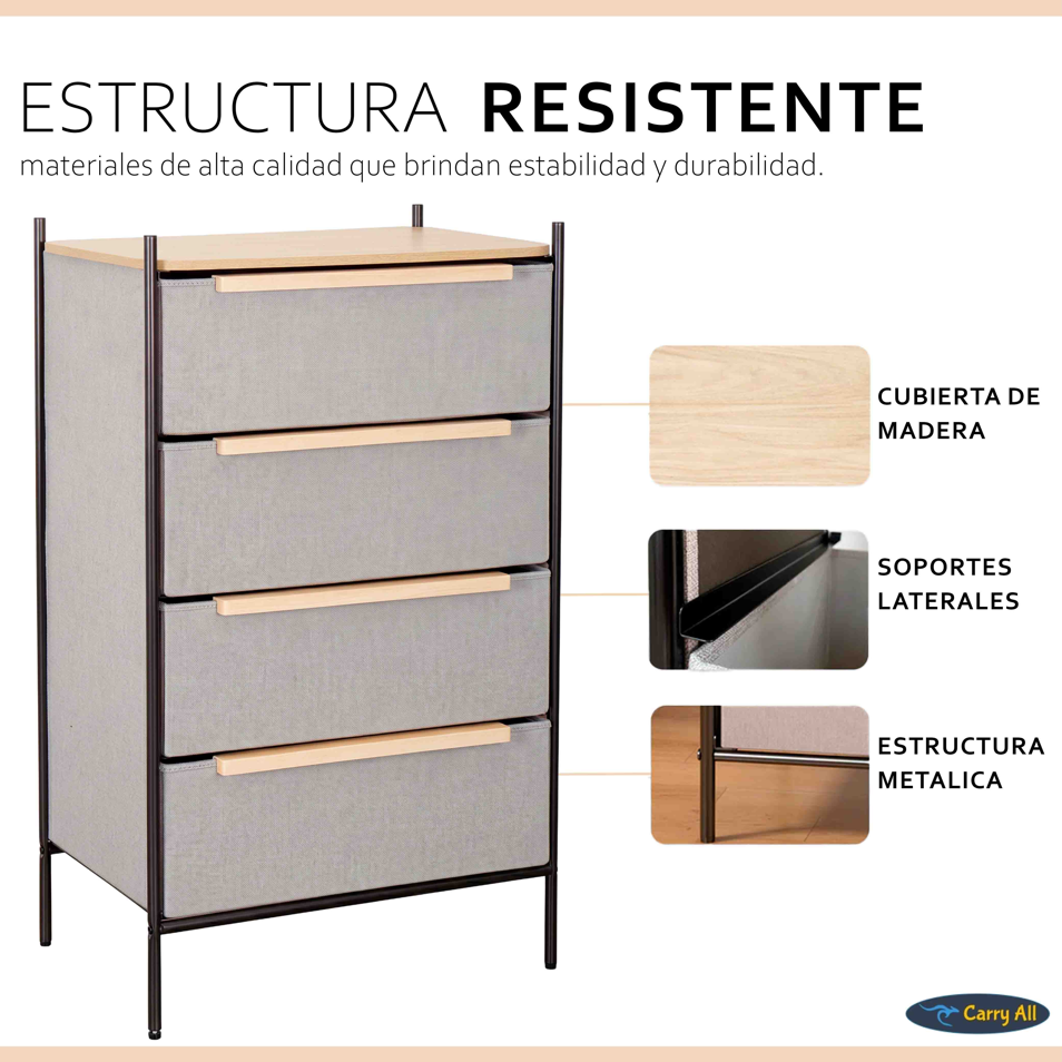 Velador Cajonera  Carry All 4 Cajones Línea Minimalist