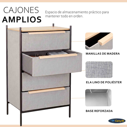 Velador Cajonera  Carry All 4 Cajones Línea Minimalist