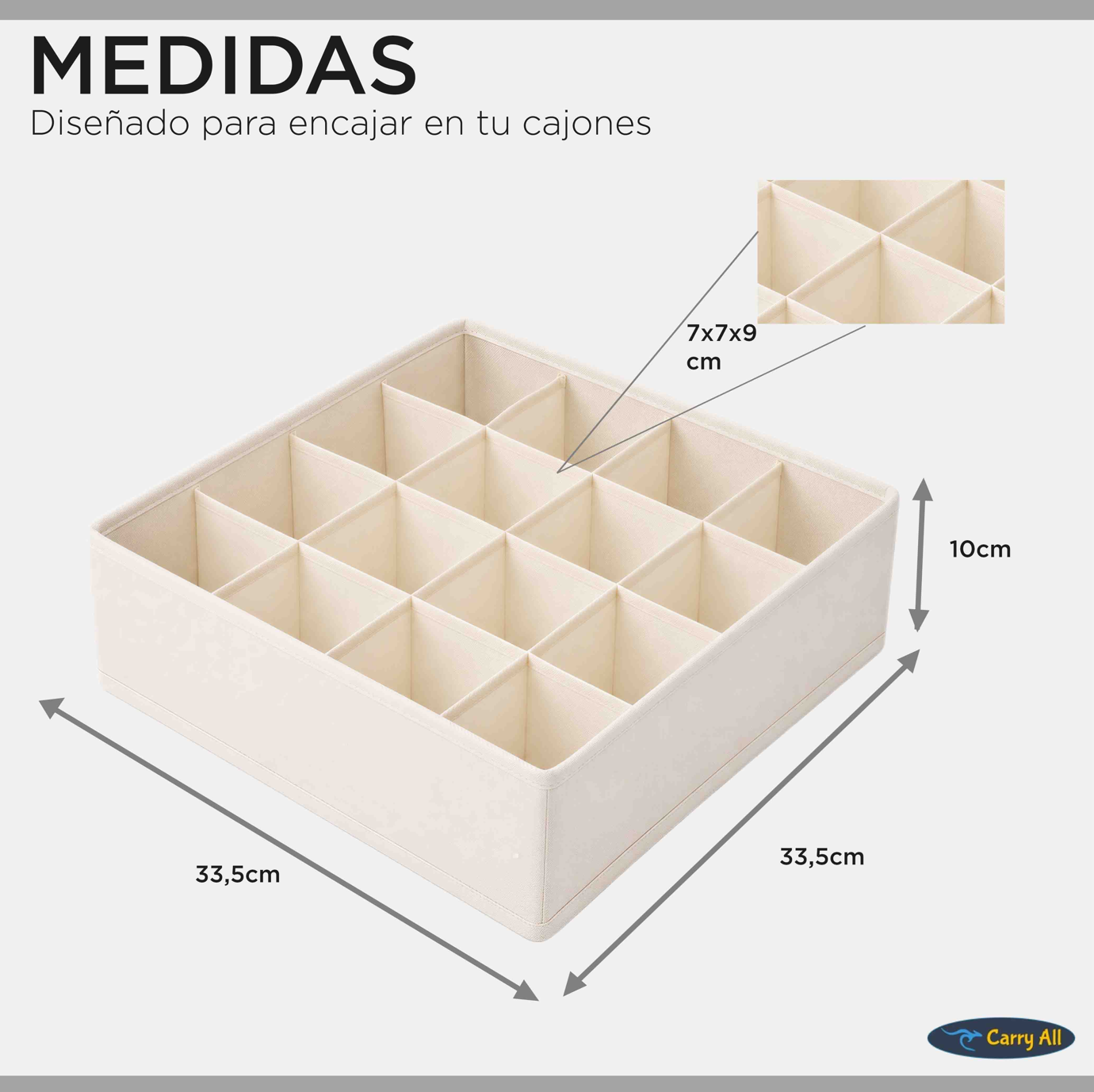 Organizador 16 Divisiones Carry All Ropa Interior Calcetines Accesorios