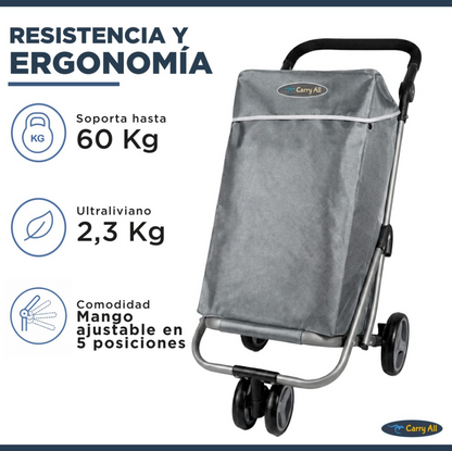 Carrito De Compras Plegable Carry All Vancouver 70 Litros Con Cooler