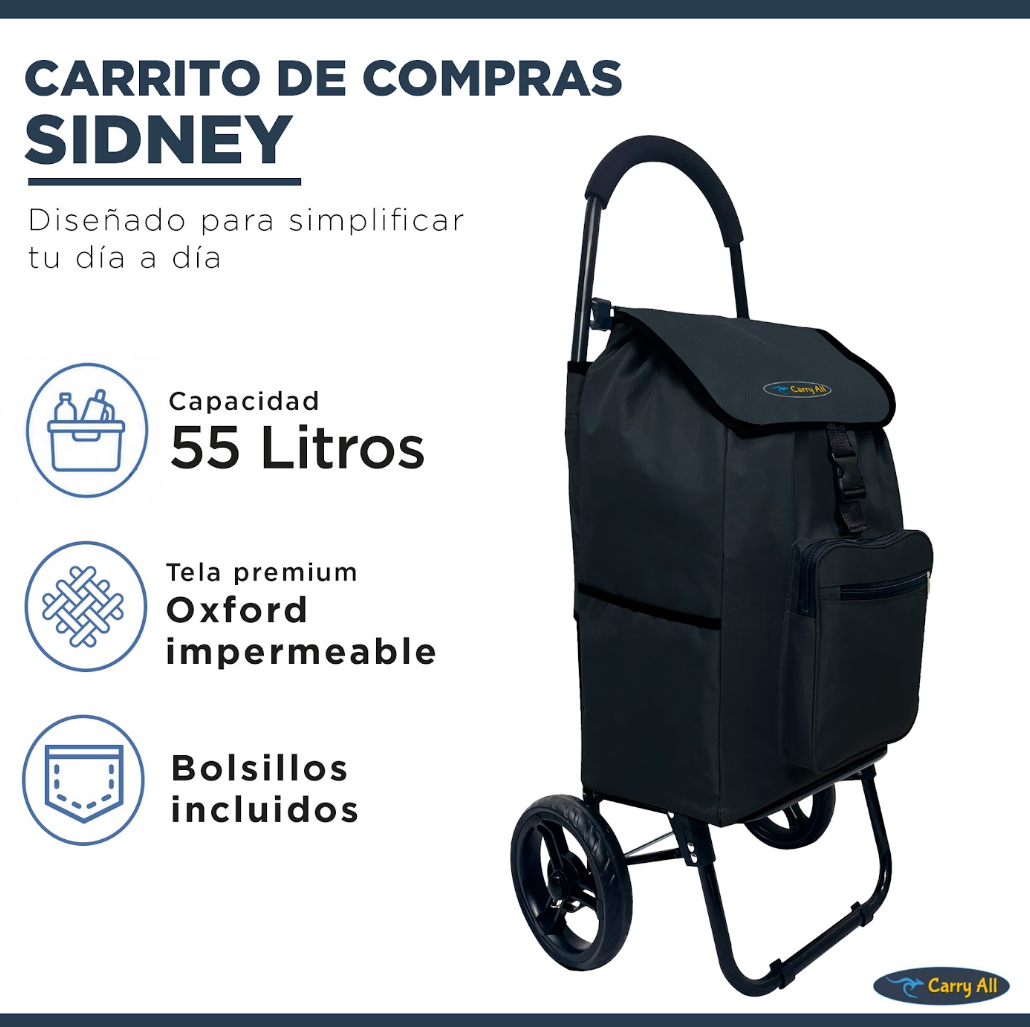 Carrito de Compra Plegable Carry All Sidney 55 Litros Carro Feria