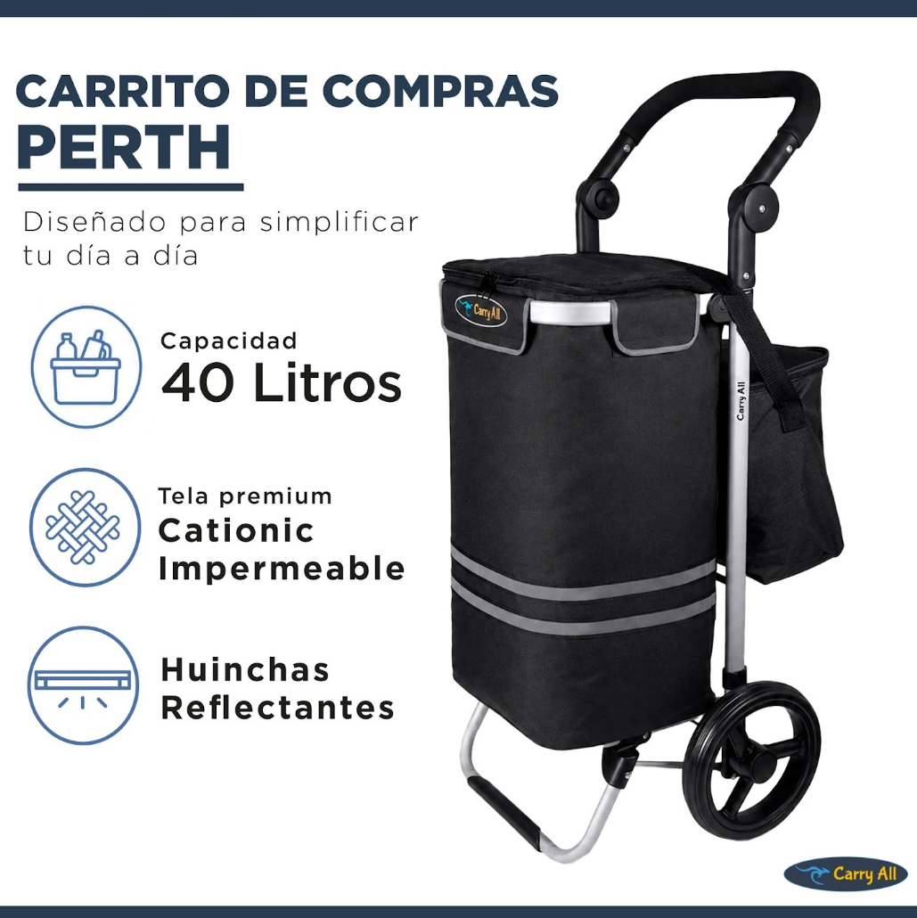 Carrito de Compra Plegable Carry All Perth 52 Litros Bolso Cooler Carro Feria