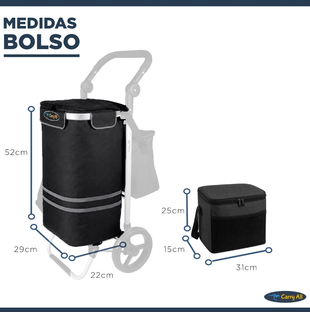 Carrito de Compra Plegable Carry All Perth 52 Litros Bolso Cooler Carro Feria