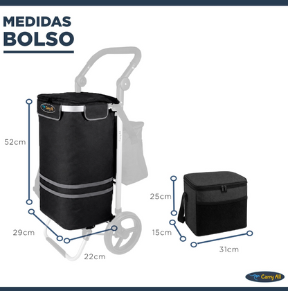 Carrito de Compra Plegable Carry All Perth 52 Litros Bolso Cooler Carro Feria