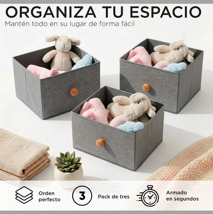 Pack 3 Cajitas Organizadoras Carry All Closet Ropa Accesorios L