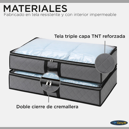 Pack 2 Bolsos Organizadores Bajo Cama Carry All 75 Litros Almacenaje Ropa Varios