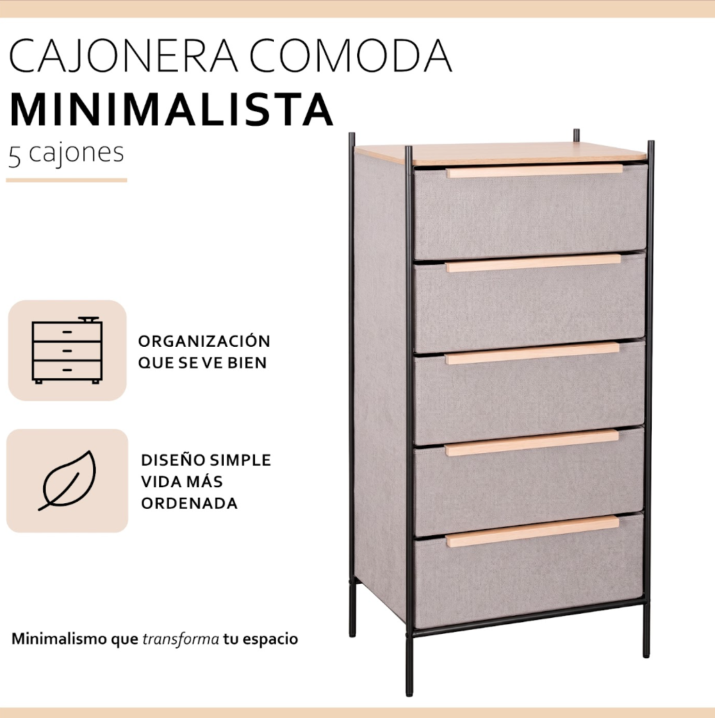Cajonera Comoda  Carry All 5 Cajones Línea Minimalist