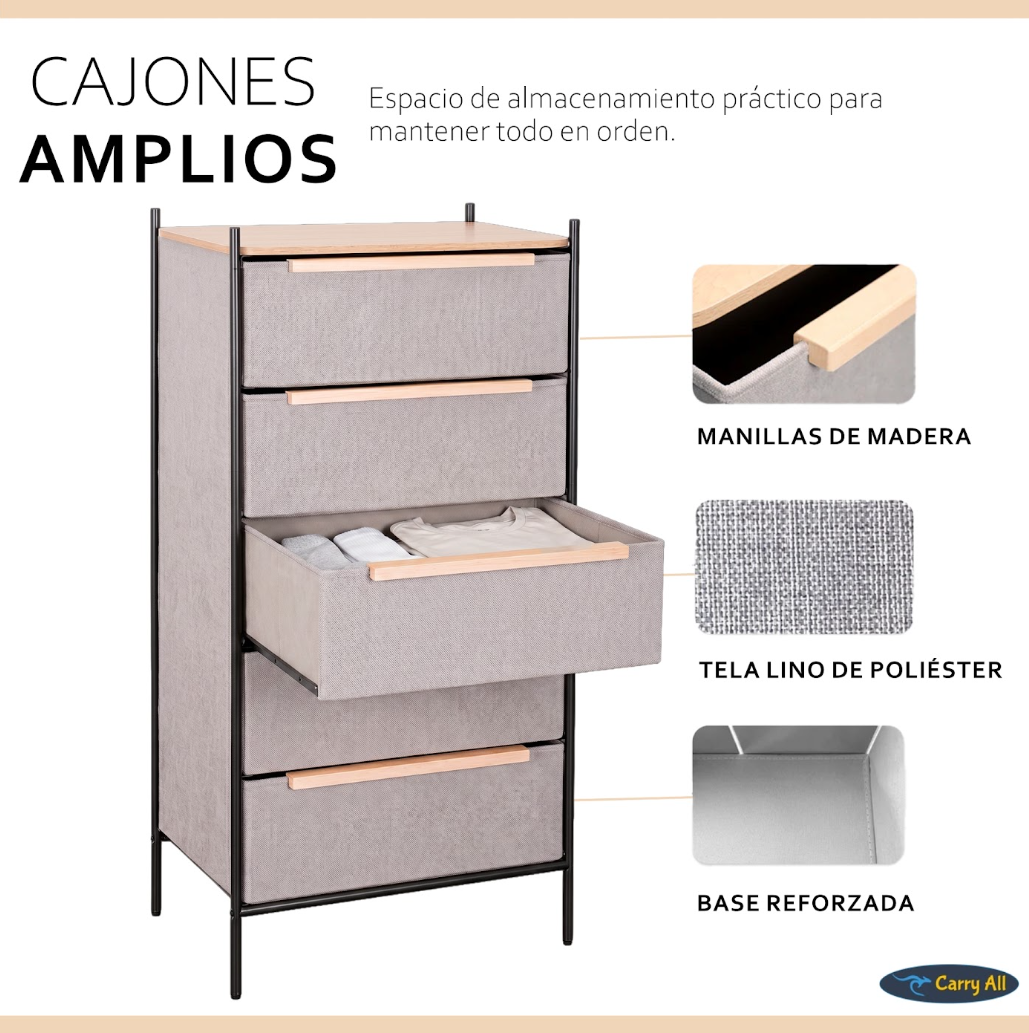Cajonera Comoda  Carry All 5 Cajones Línea Minimalist