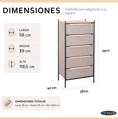 Cajonera Comoda  Carry All 5 Cajones Línea Minimalist