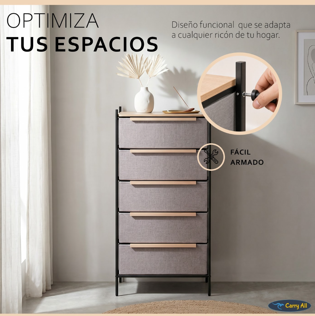 Cajonera Comoda  Carry All 5 Cajones Línea Minimalist