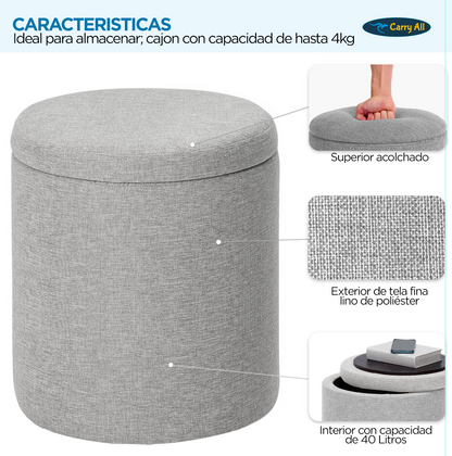Mesa Centro Arrimo 3 Repisas Carry All Con Pouf Linea Minimalist