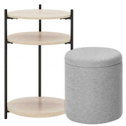 Mesa Centro Arrimo 3 Repisas Carry All Con Pouf Linea Minimalist