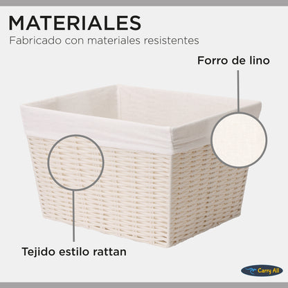 Canasto Cesta Organizadora Carry All Estilo Ratán Beige