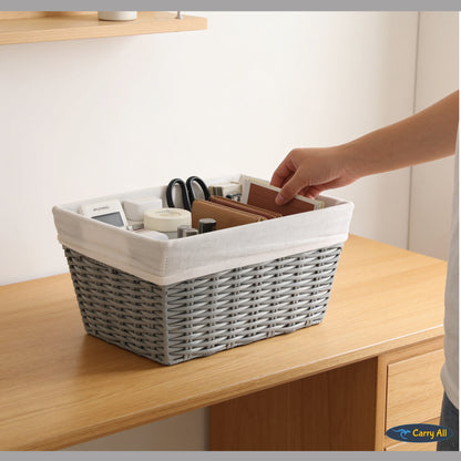 Canasto Cesta Organizadora Carry All Estilo Ratán Gris
