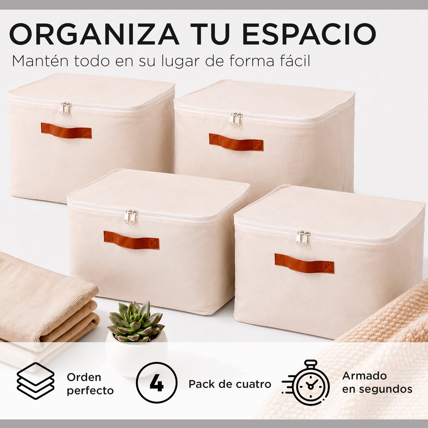 Pack 4 Bolsas Organizadoras Plegables Carry All De Lino M