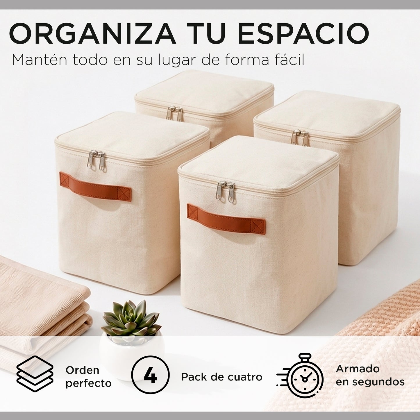 Pack 4 Bolsas Organizadoras Plegables Carry All De Lino S