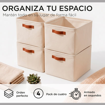 Pack 4 Cestas Organizadoras Plegables Carry All De Lino M