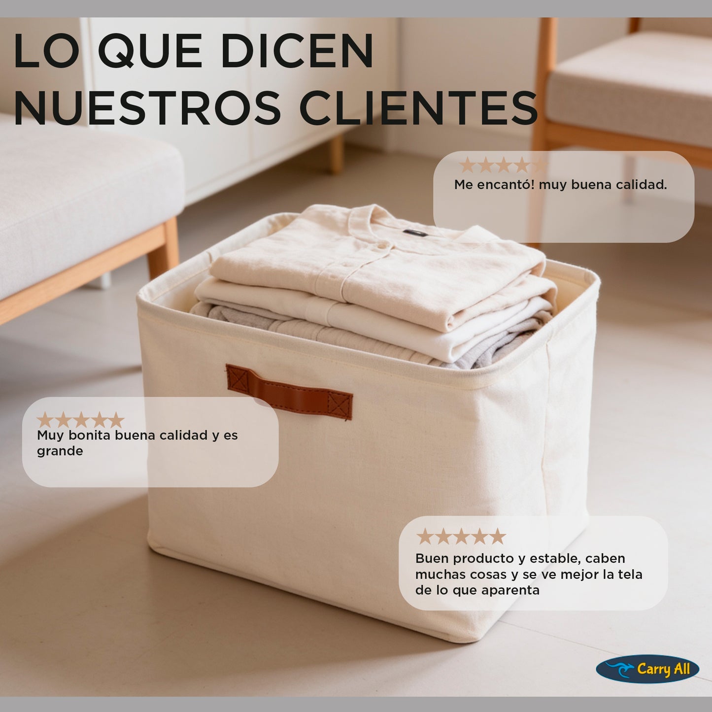 Pack 4 Cestas Organizadoras Plegables Carry All De Lino M