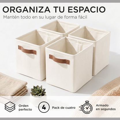 Pack  4 Cestas Organizadoras Plegables Carry All De Lino S