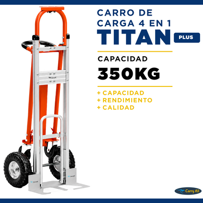 Carro De Carga Plegable 4 En 1 Titan 350 Kilos Plus Carry All Tipo Yegua O Plataforma