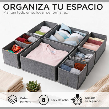 Organizador 8 Cajas Divisiones Carry All Ropa Interior Accesorios