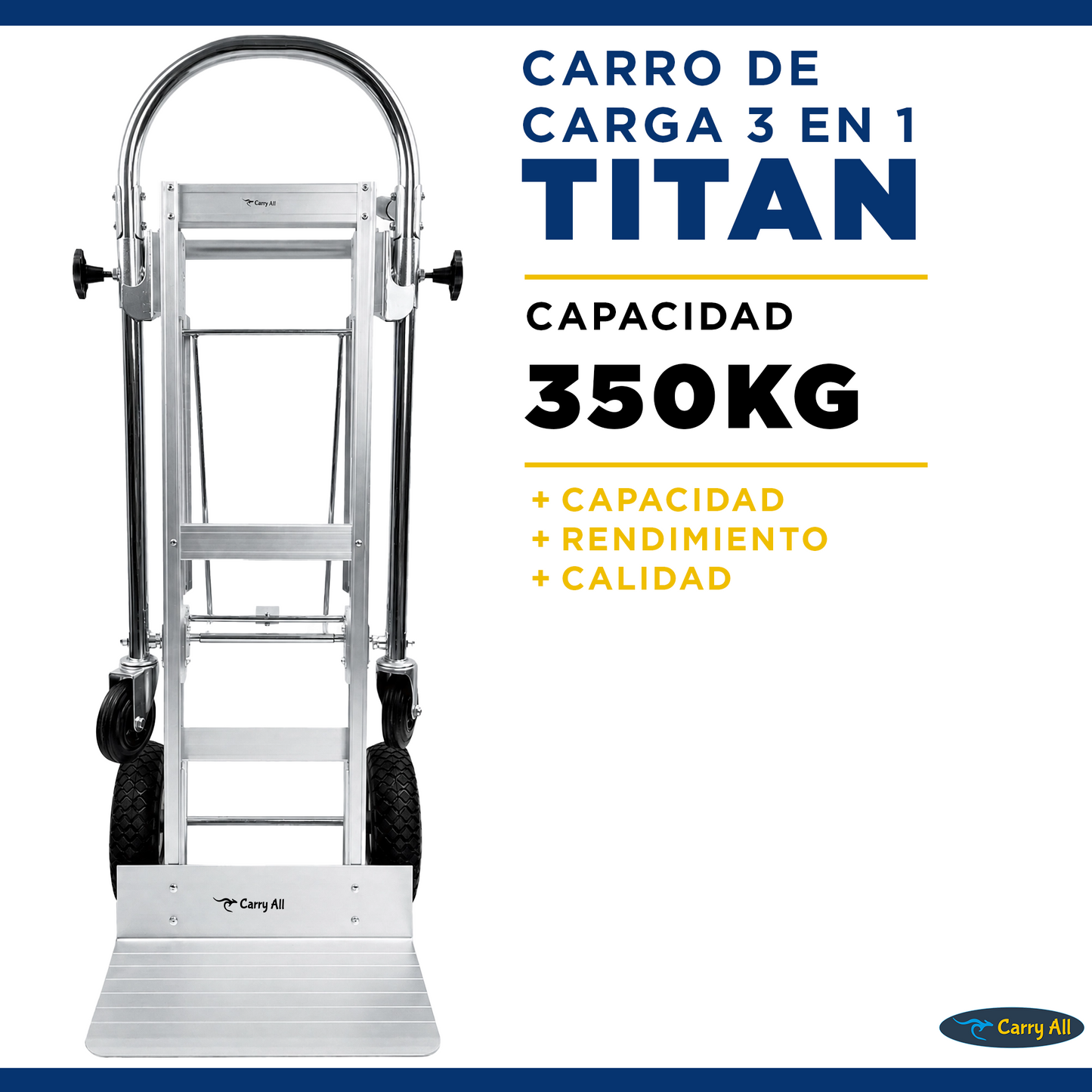 Carro De Carga Plegable 3 En 1  Titan 350 Kilos Carry All Tipo Yegua Plataforma