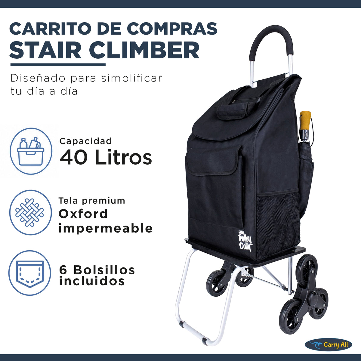 Carrito De Compras Plegable Escalador DBest Stair Climber 40 Litros Trolley Dolly