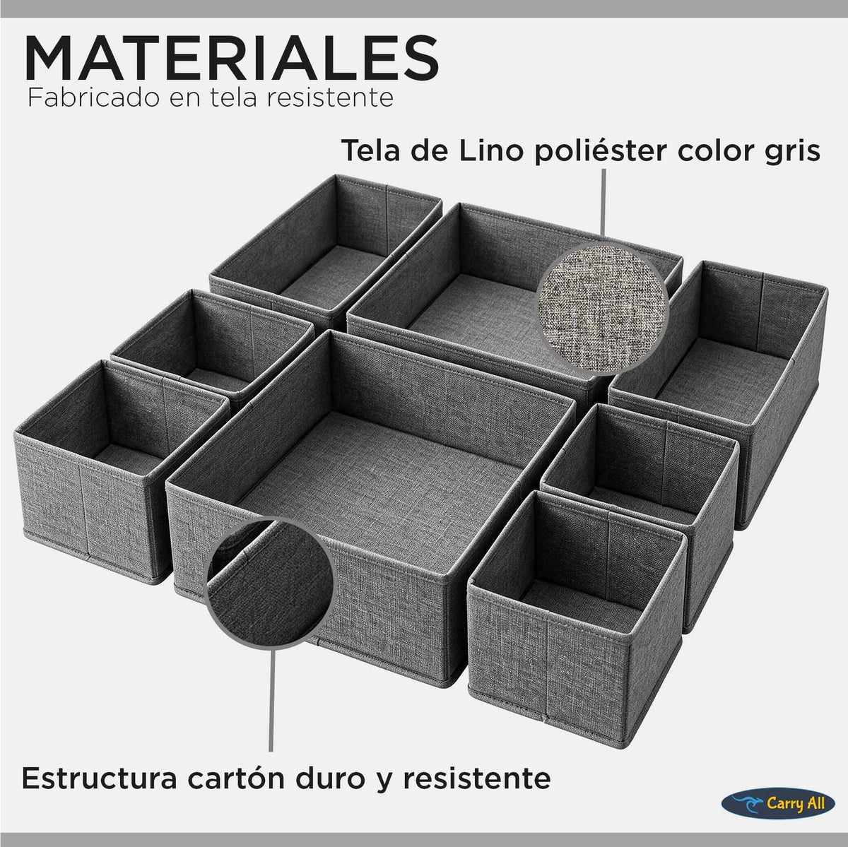 Organizador 8 Cajas Divisiones Carry All Ropa Interior Accesorios