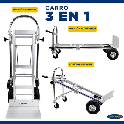 Carro De Carga Plegable 3 En 1  Titan 350 Kilos Carry All Tipo Yegua Plataforma