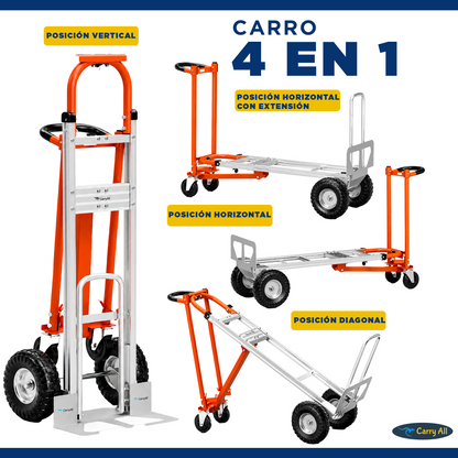Carro De Carga Plegable 4 En 1 Titan 350 Kilos Plus Carry All Tipo Yegua O Plataforma