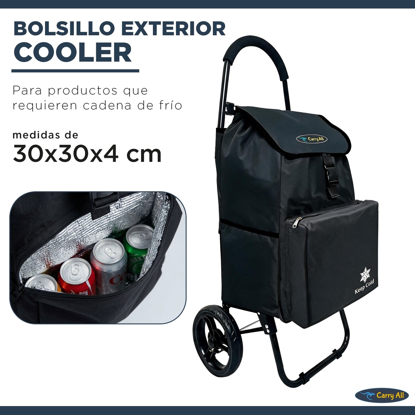 Carrito De Compras Plegable Carry All Sidney 03 55 Lts Bolsillo Cooler