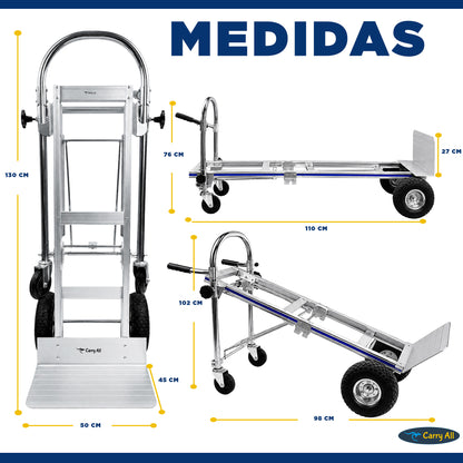 Carro De Carga Plegable 3 En 1  Titan 350 Kilos Carry All Tipo Yegua Plataforma
