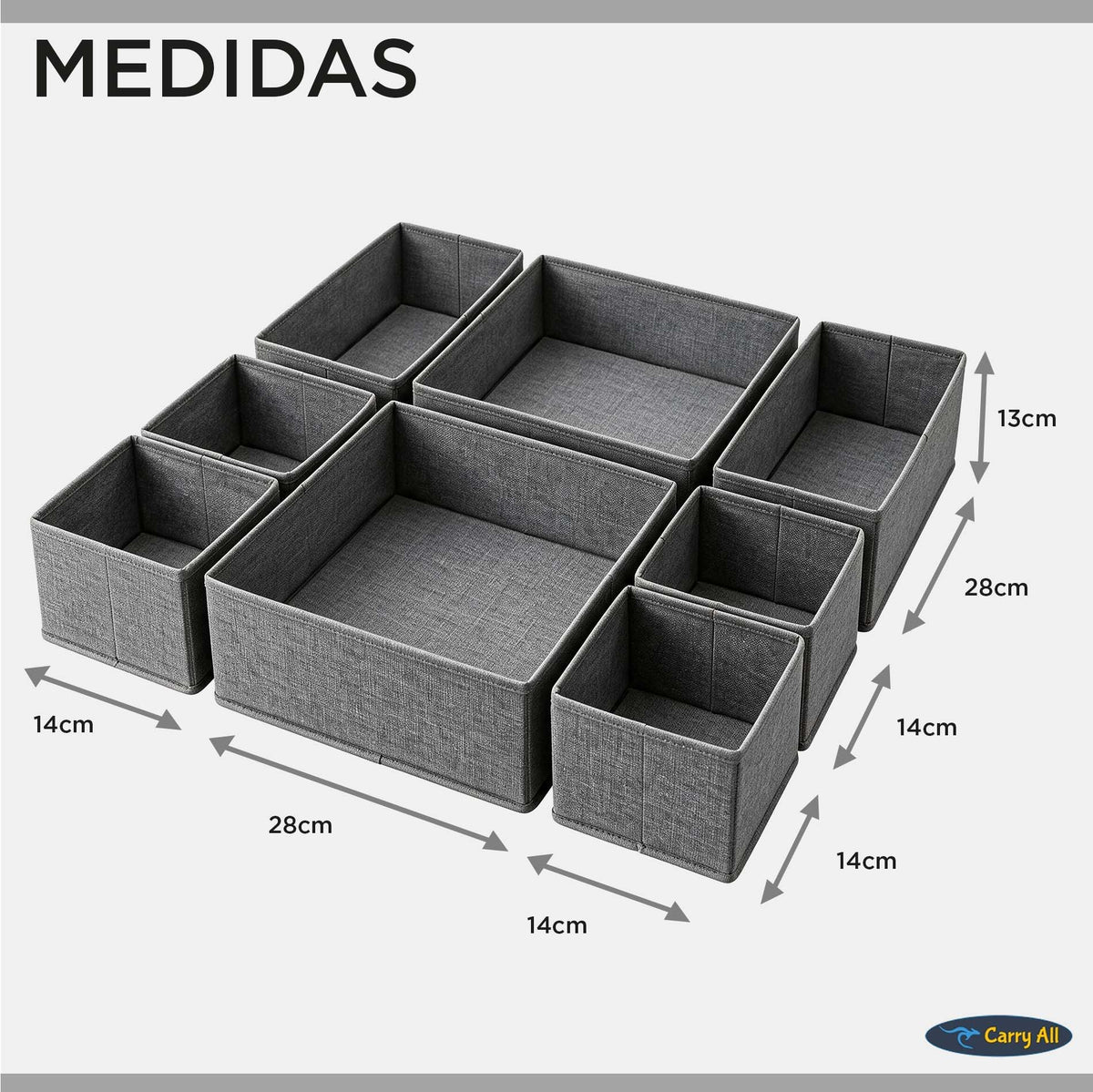Organizador 8 Cajas Divisiones Carry All Ropa Interior Accesorios